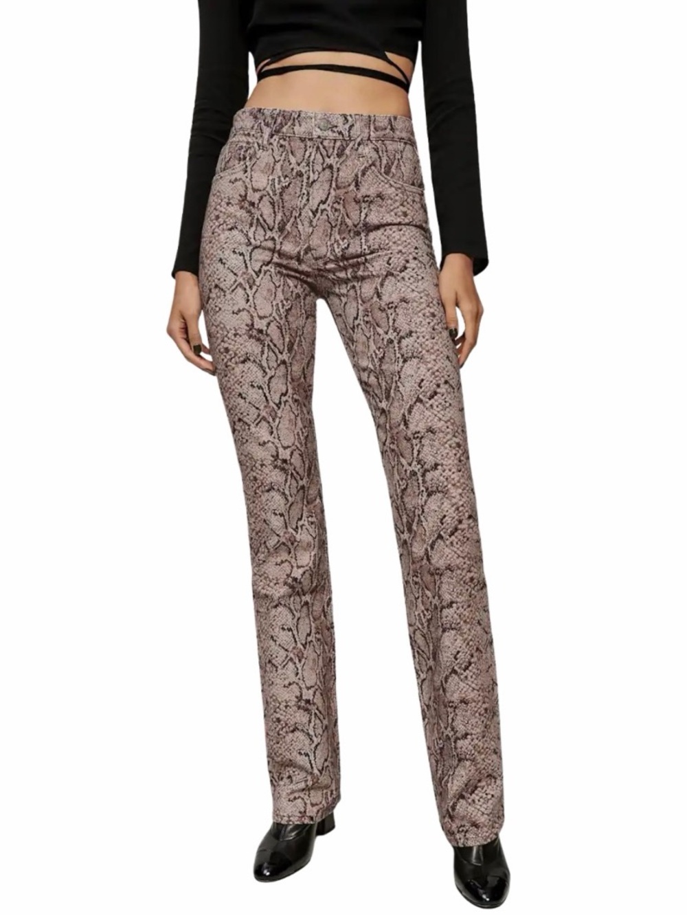Reformation Jeans Peyton Snake Print High Rise Bootcut Pants